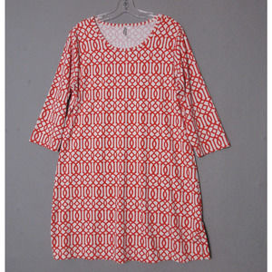 Lulu B Shift Dress Cover Up Geometric Nylon 3/4 Sleeve